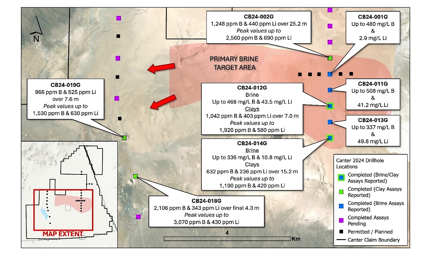 Canter Resources Reports Significant Boron and Lithium Over Two Kilometres in Strike